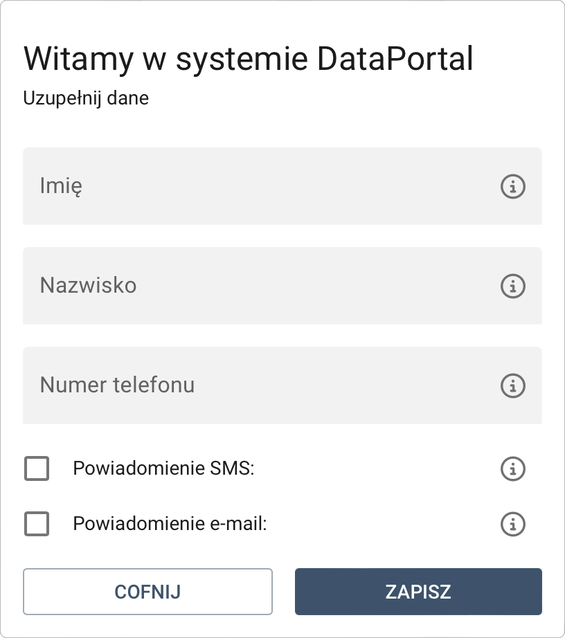 Uzupełnienie danych osobowych