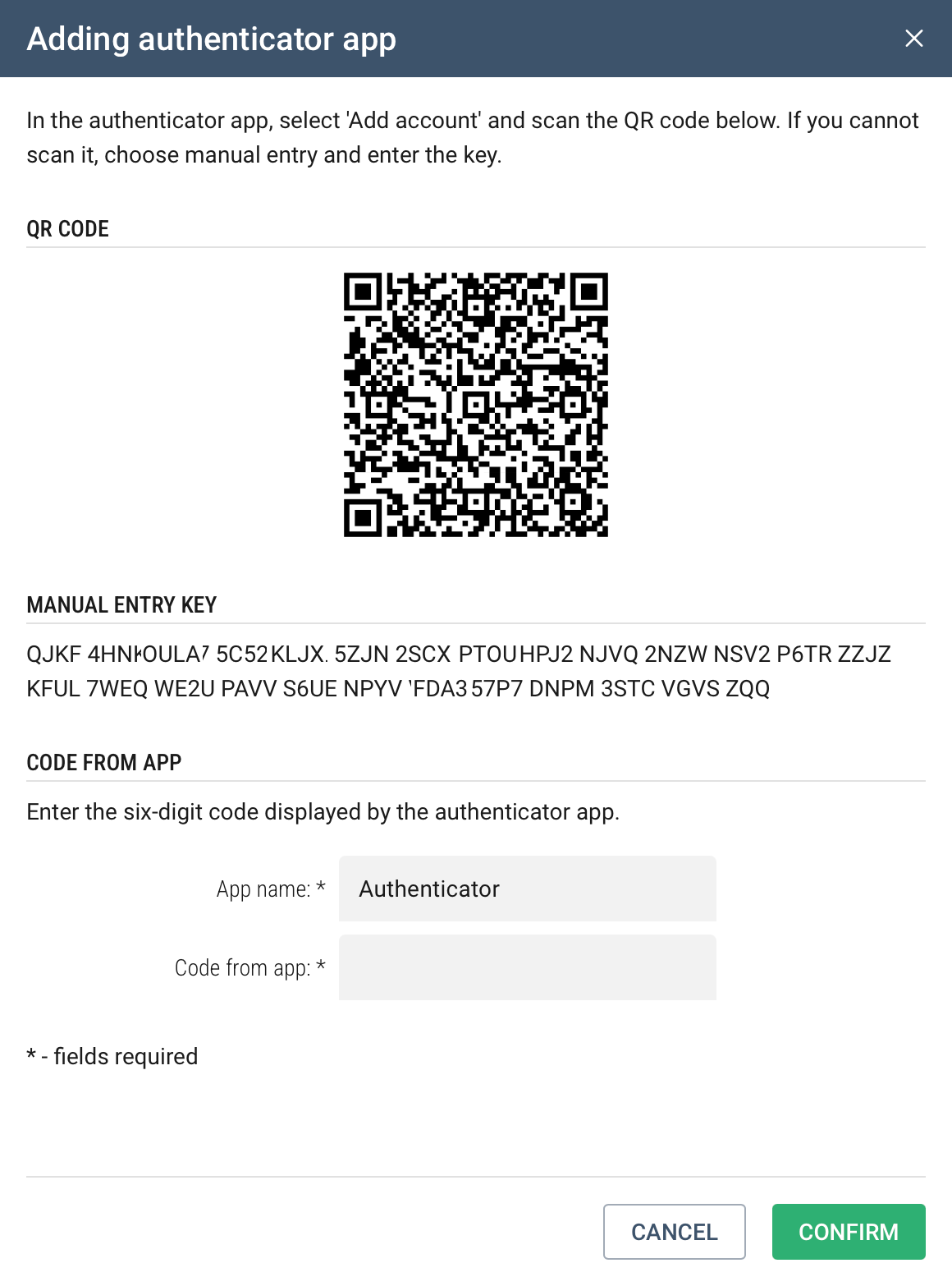 Adding an authenticator app