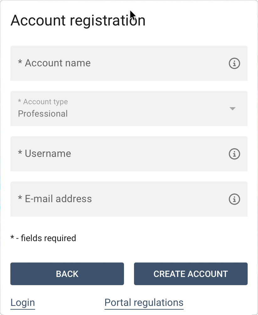 Registration - enter the remaining details