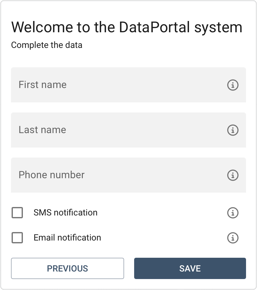 Completing personal details